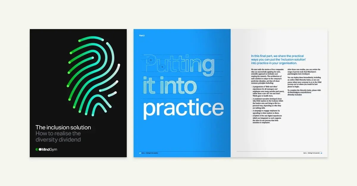 The cover and first page of MindGym's DEI whitepaper